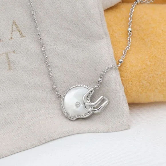 Kendra Scott Football Helmet Collection. Silver Ivory Mother-of-Pearl Short Neck - Picture 2 of 2
